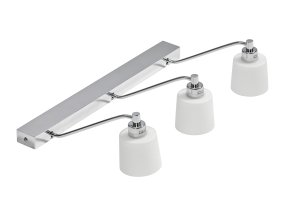 Tärnö 50cm Chrom badeværelseslampe Fra Armaturhantverk - Den krom finish og de hvide linser skaber en elegant kombination, der spreder et blødt og behageligt lys, perfekt til spejlbelysning.