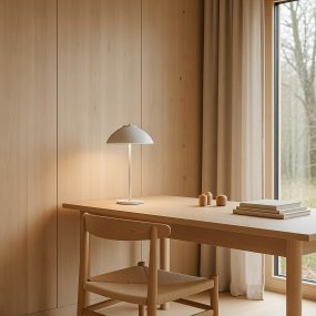 Vali 40cm Sand Fra Belid - Vali er en stilfuld bordlampe lavet af metal i en sandfarvet finish med et bl&oslash;dt og velafbalanceret design.