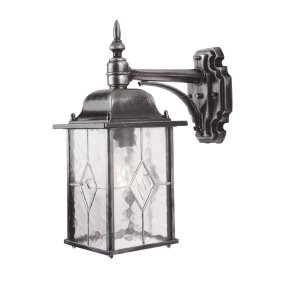 Wexford Sølv udendørslampe Fra Elstead Lighting - Wexford er en klassisk væglampe til udendørs brug, fremstillet af aluminium med en elegant finish i mørk sølv og dekorative glaspartier med blyindfattet mønster.