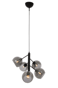 Atom Ø48 Røgfarvet loftslampe Fra Aneta Lighting - De fem glaskupler af røget glas giver flot lysspredning i rummet uden at blænde.