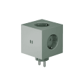 Square 2 Socket extender with 30W Dual USBC Grøn Fra Avolt - Stikkontaktforlænger fra Avolt i et stilfuldt design med en kube lavet af genbrugsplast og en magnetisk plade i bunden, så den kan hænges på væggen.