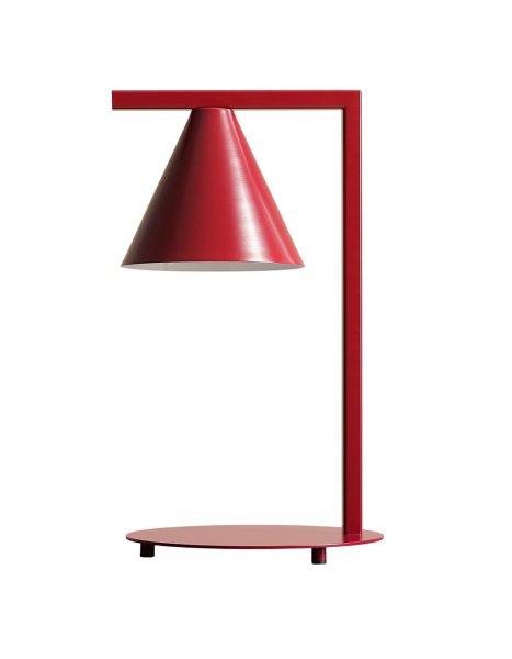Form 40cm Bourgogne bordlampe Fra Artera - Denne minimalistiske bordlampe med sin elegante kegleformede skærm i en bordeaux-tone er det perfekte valg for dem, der ønsker et stilfuldt og moderne look i deres hjem.