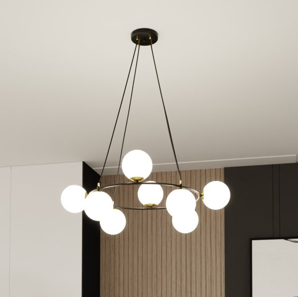 Azura Ø75 Hvid Fra Emibig Lighting - Fremstillet af sort st&aring;l og suppleret med opalglassk&aelig;rme, skaber det et harmonisk og stilfuldt indtryk.