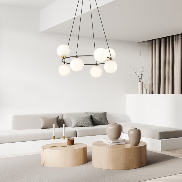Azura Ø75 Hvid Fra Emibig Lighting - Fremstillet af sort st&aring;l og suppleret med opalglassk&aelig;rme, skaber det et harmonisk og stilfuldt indtryk.
