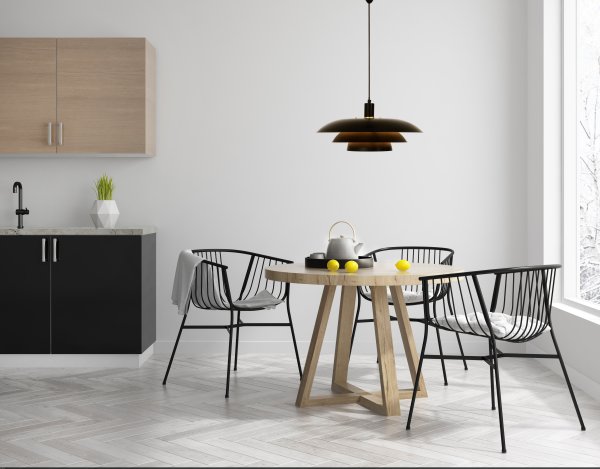 Epsilon Ø45 Sort loftslampe Fra Aneta Lighting - Udskiftelige detaljer i krom og mat messing medfølger efter eget valg.