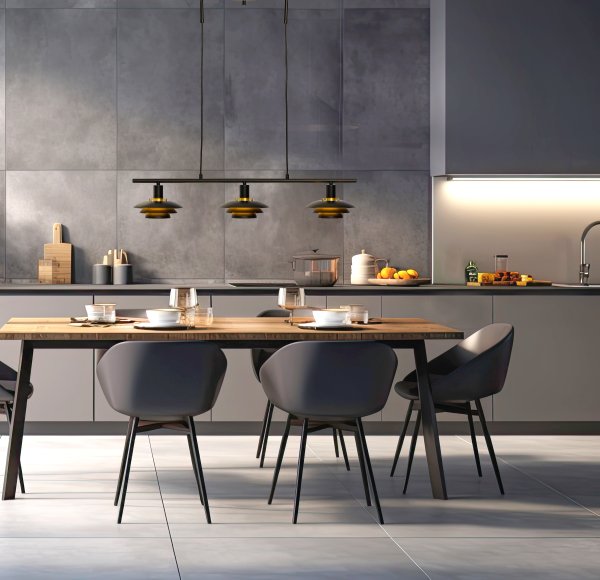 Epsilon 86cm Sort loftslampe Fra Aneta Lighting - Udskiftelige detaljer i krom og mat messing medfølger efter eget valg.