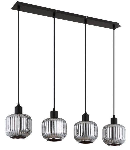 Tom 80cm Røgfarvet loftslampe Fra Globo Lighting - Den mattsvarta metallen ger ett modernt uttryck och passar perfekt in i olika inredningsstilar.