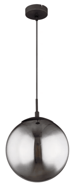 Blama Ø25 Røgfarvet loftslampe Fra Globo Lighting - Lampen har et moderne sort design og en smuk r&oslash;gfarvet glassk&aelig;rm, der giver et bl&oslash;dt og behageligt sk&aelig;r.