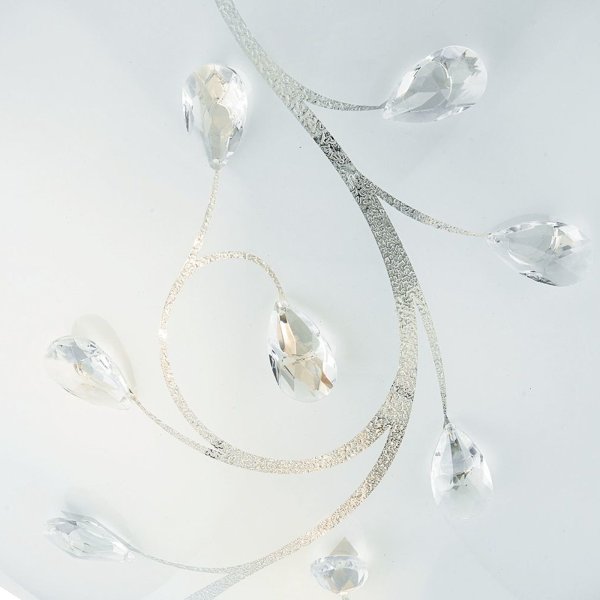 Dunkirk Ø30 Hvid plafond Fra Searchlight - Dunkirk loftslampe kombinerer glas-, opal- og krystalelementer for et imponerende design.