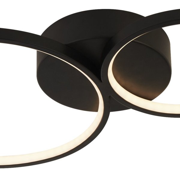 Cirque 98cm Sort plafond Fra Searchlight - Loftlampen Cirque med fire sorte og hvide metalringe og integreret LED skaber et imponerende og moderne design.