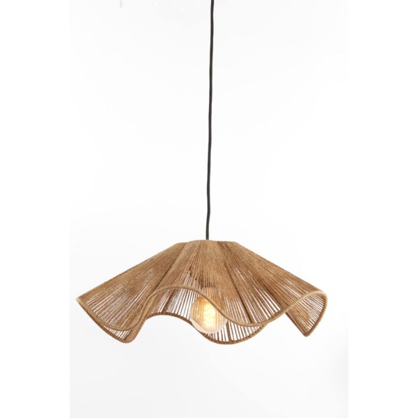 Fodara Ø48 Natur loftslampe Fra Light & Living - Skærmen er viklet ind i snoet jutetråd, hvilket skaber et let og luftigt udseende.