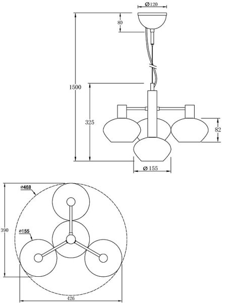 Bell Ø47 Røgfarvet loftslampe Fra Aneta Lighting - Med sine tre skærme i røget glas og ophæng i sort skabes en luksuriøs og sofistikeret atmosfære.