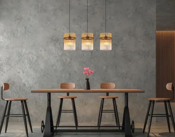 Gorley 80cm Rav loftslampe Fra Globo Lighting - Gorley&nbsp;takpendel kombinerar elegant design med h&ouml;g funktionalitet och blir en sofistikerad inredningsdetalj i ditt hem.