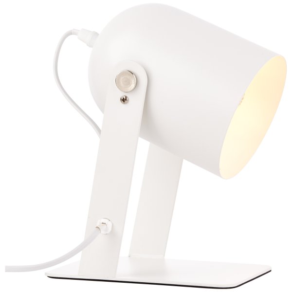 Yan 24cm Hvid bordlampe Fra Brilliant - Den er udstyret med en praktisk afbryder på ledningen, og kablet er omkring 1,5 meter langt.