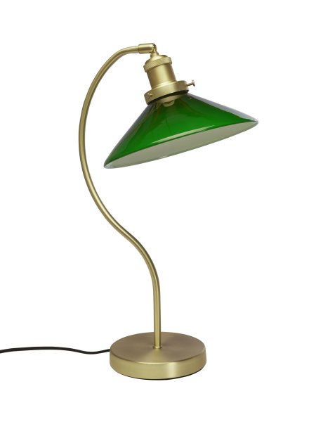 Axel 50cm Messing skrivebordslampe Fra PR Home - Glasskærmen monteres på; metalringen med tre skruer som i sig selv er en smuk detalje og giver den klassiske følelse.