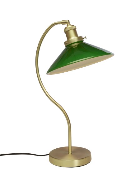 Axel 50cm Messing skrivebordslampe Fra PR Home - Glasskærmen monteres på; metalringen med tre skruer som i sig selv er en smuk detalje og giver den klassiske følelse.
