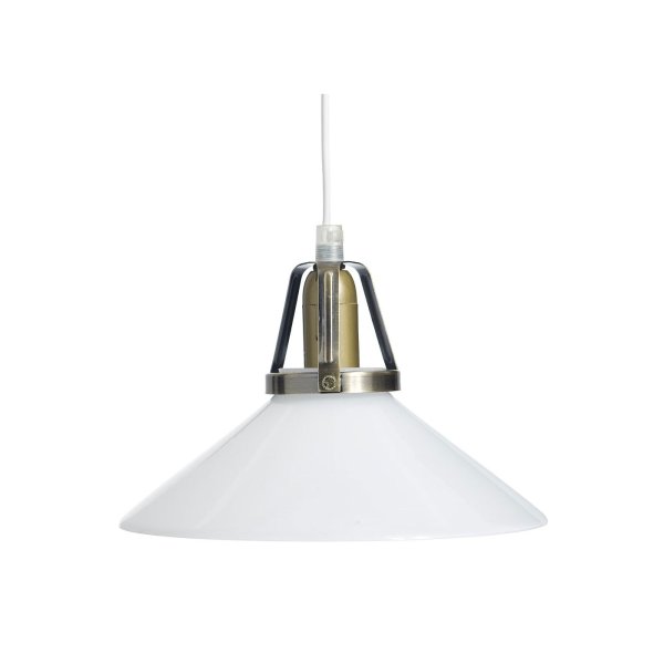 Skomagerlampe Ø20 Hvid loftslampe Fra Oriva - Denne klassiske skomagerlampe er en tidløs loftspendel, der kombinerer glas og metal i et elegant design.