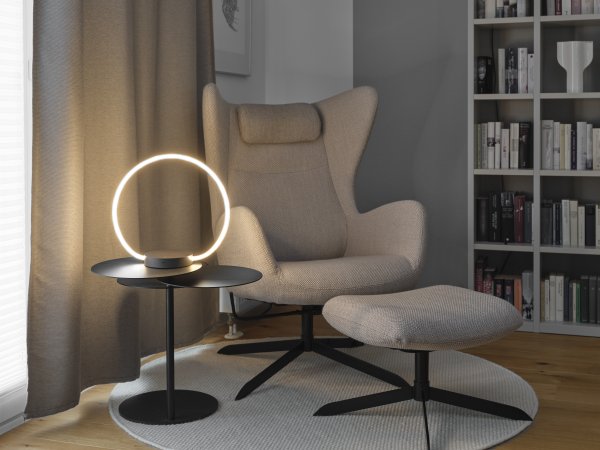 Aura 35cm Sort bordlampe Fra Ledvance - Lampan &auml;r 3 stegs dimbar med touch-str&ouml;mbrytaren p&aring; lampfoten s&aring; du kan justera ljusstyrkan efter behov.