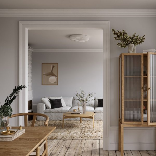 Belli Ø66 Hvid plafond Fra CO Bankeryd - Belli lavet af papir er en diskret loftslampe p&aring; trods af sin smukke plisserede konstruktion.