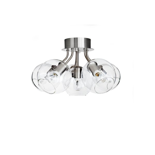 Tage Ø50 Nikkel plafond Fra CO Bankeryd - Tage plafond passer med sine 6 glaskupler både i stuen og i soveværelset, hvor den spreder et stemningsfuldt almen lys i rummet og samtidig tilføjer en skandinavisk følelse til interiøret.