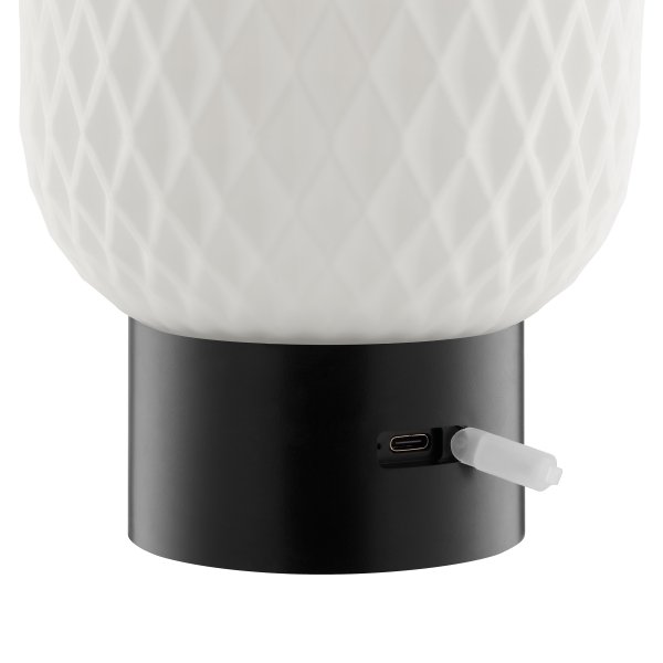Sarastro 20cm Sort bærbar Fra Brilliant - Sarastro er en bærbar og genopladelig lampe lavet af glas og plastik med et moderne udtryk og et stilfuldt design.