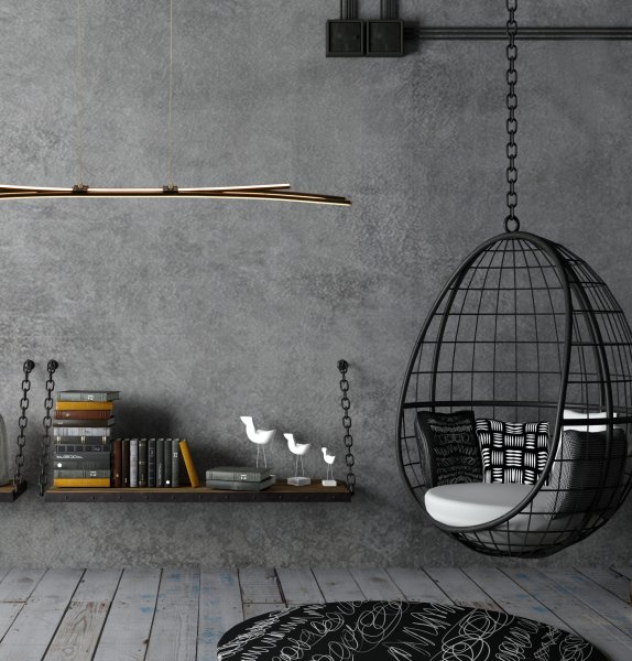 Svala 114cm Sort loftslampe Fra Aneta Lighting - Aluminium og 30W LED, lyskilden er integreret og kan d&aelig;mpes.