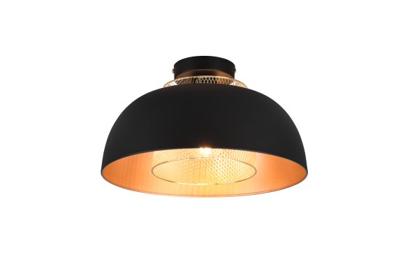 Punch Ø35 Sort plafond Fra Trio Lighting - Lampens elegante form og farvekombination af mat sort og guld tilføjer et r&aring; og stilfuld industriel følelse, der løfter indretningen i dine egne fire vægge.