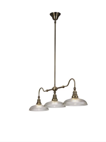 Snooker 107cm Antik loftslampe Fra Cottex - Snooker loftslampe i metal med antik messing og klart glas med ribbet struktur er en stilfuld og elegant lampe, der forst&aelig;rker stemningen i ethvert rum.