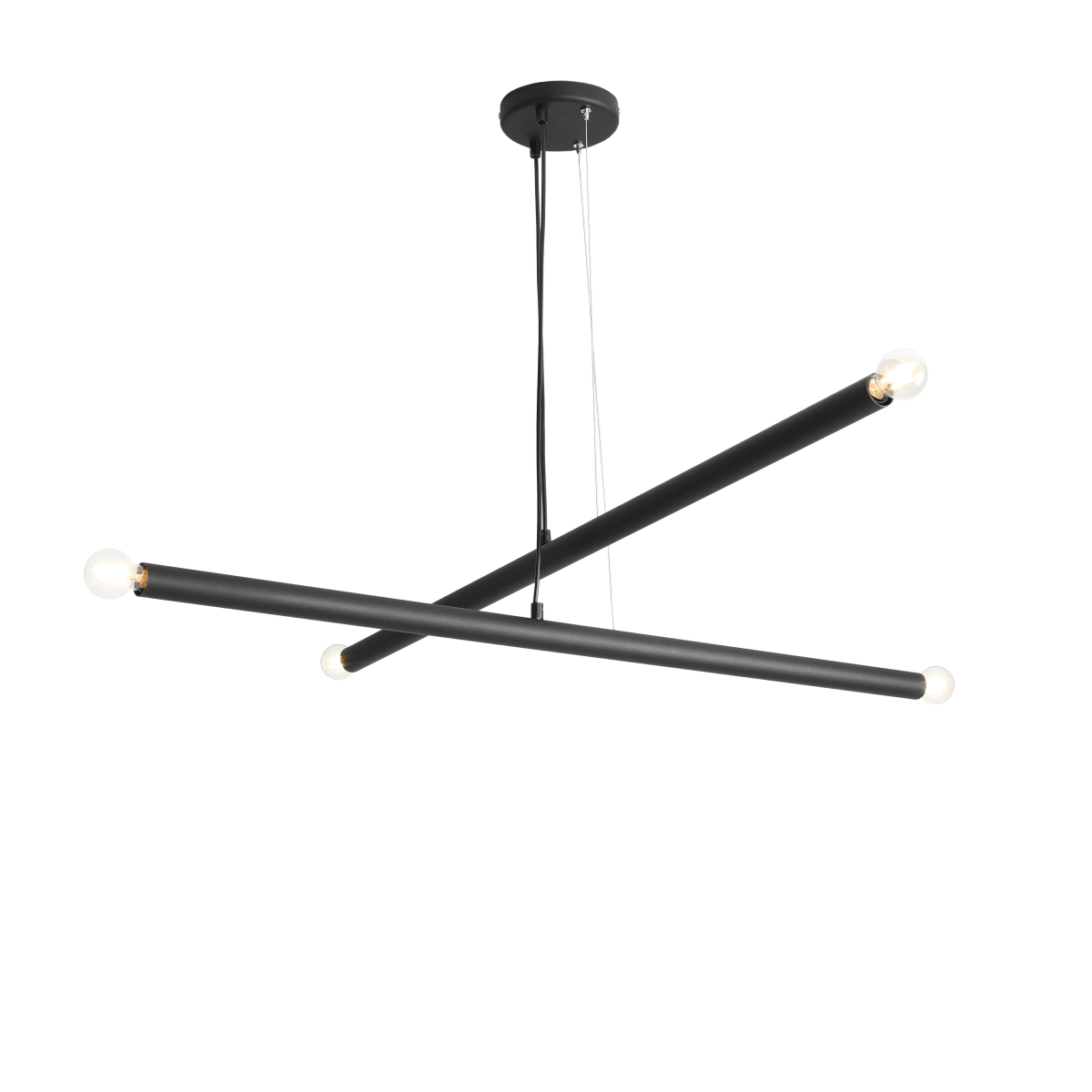 Tubo 4 100cm Sort loftslampe Fra Artera - Lampen består af to smalle metalrør i en stilfuld sort finish, placeret i forskellige vinkler, der skaber et spændende og luftigt udtryk.