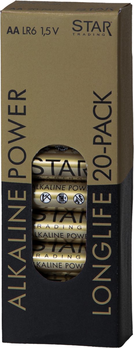 Batteri 20-pk AA 1,5V Power Alkaline Guld Fra Star Trading - 