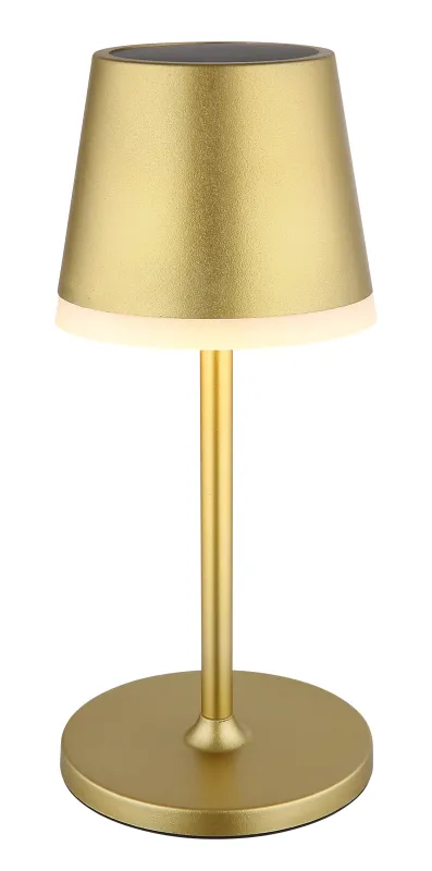 Bordslampa LED Guld solcellelampe Fra Globo Lighting - Den diskreta designen sm&auml;lter in i alla milj&ouml;er och med IP44-klassning &auml;r den t&aring;lig mot v&auml;der och vind.
