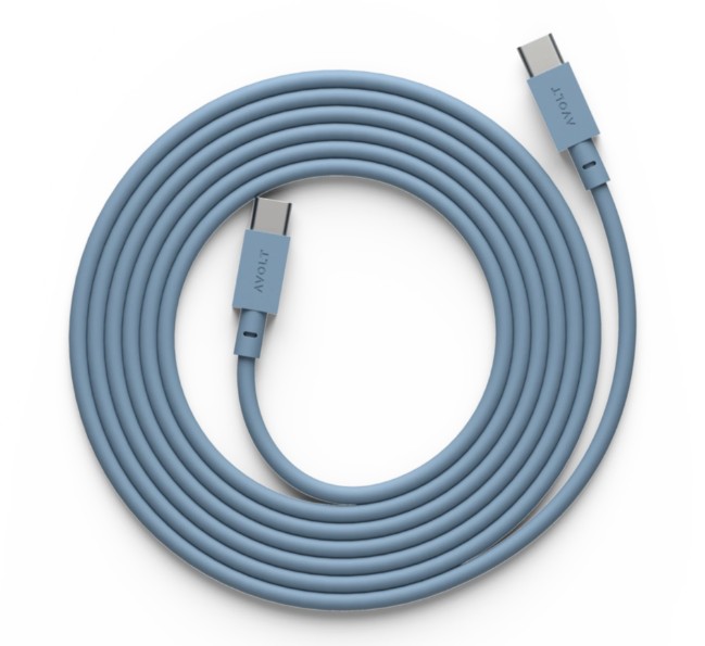 Cable 1 USB C to USB C Charging Cable, 2m Blå Fra Avolt - Kabel 1 USB-C til USB-C fra Avolt kombinerer kraftfuld opladning med stilfuldt skandinavisk design.
