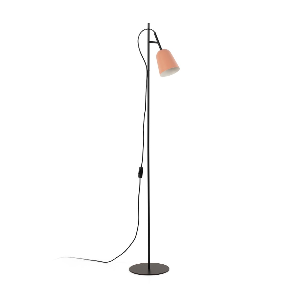 Studio Lyserød gulvlampe Fra Faro Barcelona - Det unikke tr&aelig;k er kabelklemmen formet som en tr&aelig;gren, der giver lampen en karakteristisk og kreativ karakter.