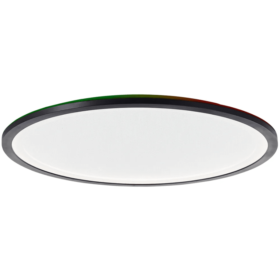 Mosako Ø50 Sort plafond Fra Brilliant - Over panelet mod loftet er der en LED-strip, der kan lyse i forskellige farver med en RBG-funktion.