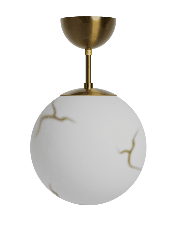 Bellagio Ø25 Messing plafond Fra By Rydéns - Lampen best&aring;r af et smukt marmoreret glas med en diameter p&aring; 25 cm, der giver et bl&oslash;dt og behageligt lys.