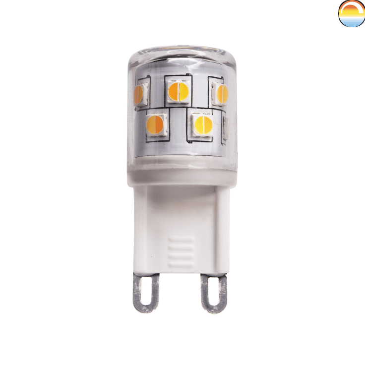 LED G9 MINI 2,5W 2200-3000K dim to warm Fra Unison - LED G9 MINI 2,5W 2200-3000K dæmp til varmUnisons nye G9s dæmper til varm dæmpes med en dæmper for at justere farvetemperaturen fra 2200-3000K.
