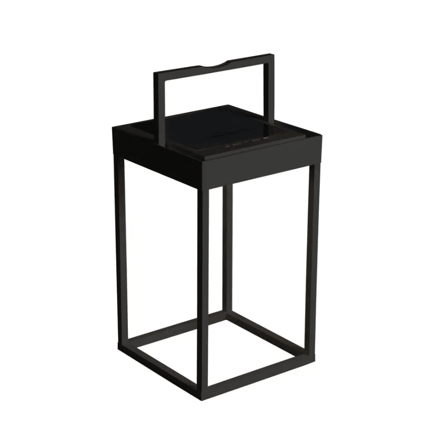 Portofino 30cm Sort solcellelampe Fra Konstsmide - Lampen oplades med solpanelet på 20h eller med det medfølgende USB-C kabel på 6h.