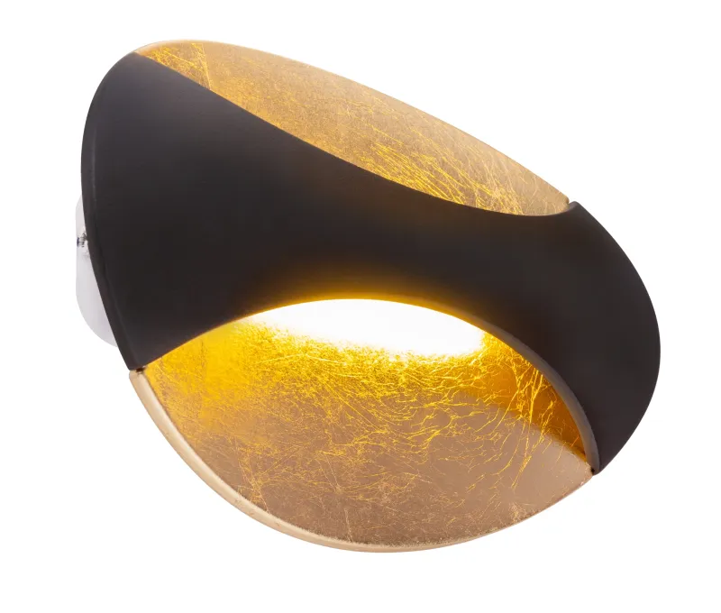 Alexandra 21cm Guld væglampe Fra Globo Lighting - Den medf&ouml;ljande 6W LED-lampan ger en behaglig belysning med 230 lumen och en varm ljusf&auml;rg p&aring; 3000K.