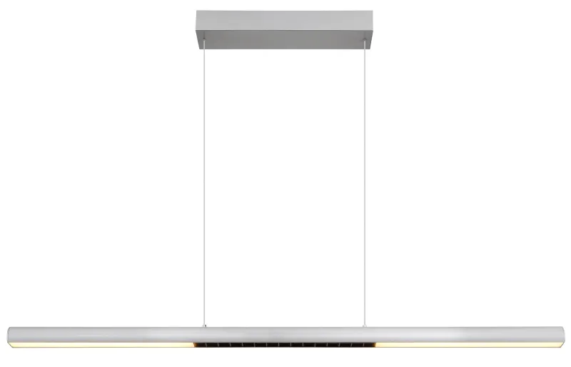 Cody 120cm Stål loftslampe Fra Globo Lighting - Lampan &auml;r tillverkad av borstat aluminium som ger ett elegant och tidl&ouml;st uttryck som smidigt sm&auml;lter in i olika inredningsstilar, perfekt f&ouml;r stora matbord eller k&ouml;ks&ouml;ar.