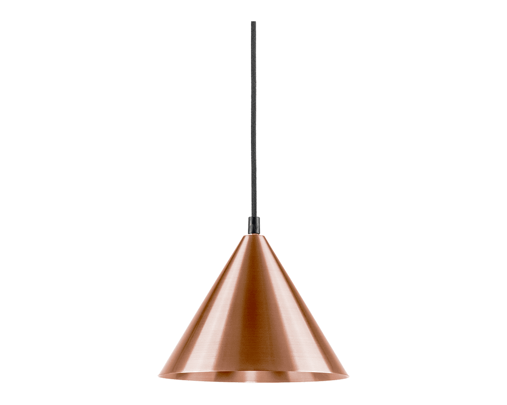 Tratt Ø25 Rå kobber loftslampe Fra Westal - Tratt pendel er en stilfuld pendel lavet af kobber med en klar lakeret overflade og sort stofkabel.