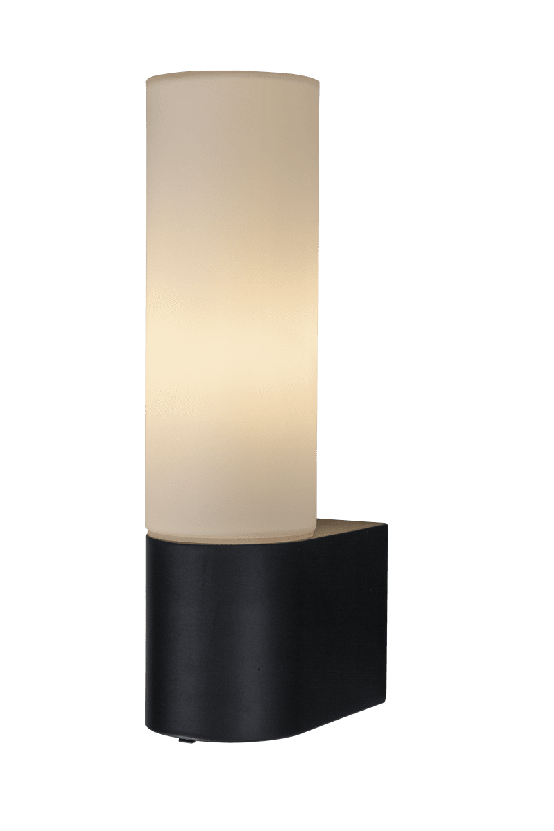 Cosenza 25cm Sort badeværelseslampe Fra Aneta Lighting - Cosenza væglampe i sort metal og med en opal hvid glasskærm.