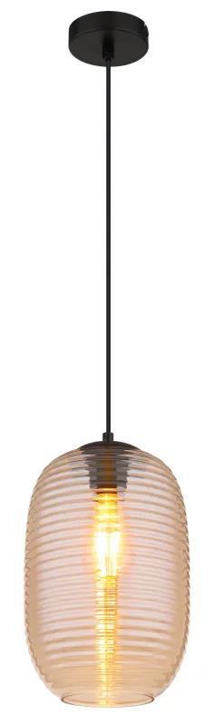 Jefrey Ø20 Rav loftslampe Fra Globo Lighting - Denna eleganta taklampa &auml;r utrustad med en rund glaskupa i varm b&auml;rnstensf&auml;rg.