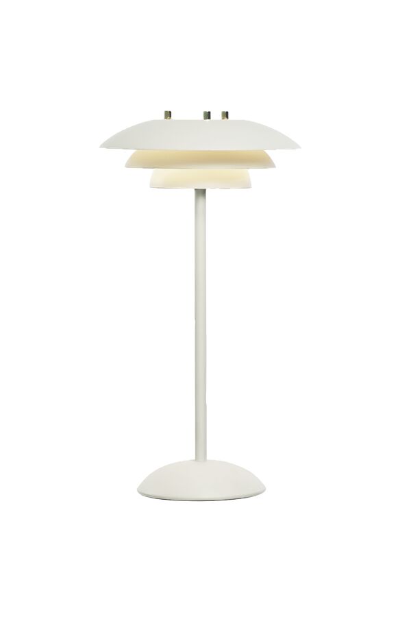 Epsilon 37cm Hvid bærbar Fra Aneta Lighting - Epsilon er en elegant, b&aelig;rbar bordlampe til indend&oslash;rs brug med et tidl&oslash;st design og en ber&oslash;ringsd&aelig;mper diskret placeret p&aring; bunden.