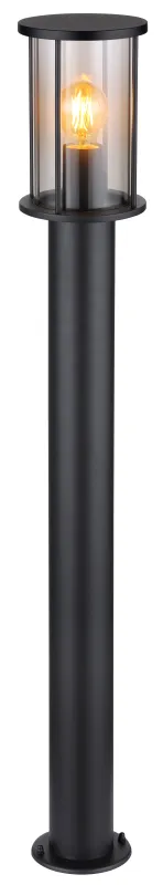 Gracey 100cm Sort pullerter Fra Globo Lighting - Gracey &auml;r en pollare i stilren design, tillverkad av mattsvart rostfritt st&aring;l och har en r&ouml;kf&auml;rgad glassk&auml;rm.