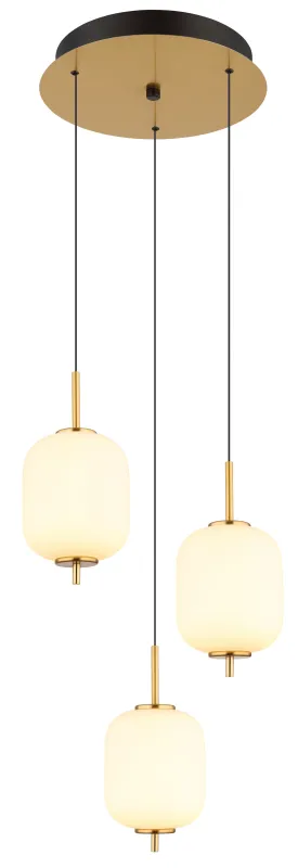 Ewald Ø38 Messing loftslampe Fra Globo Lighting - &nbsp;Lampan &auml;r tillverkad av en exklusiv kombination av m&auml;ssing, mattsvart metall och opalglas, vilket ger en sofistikerad och harmonisk k&auml;nsla.