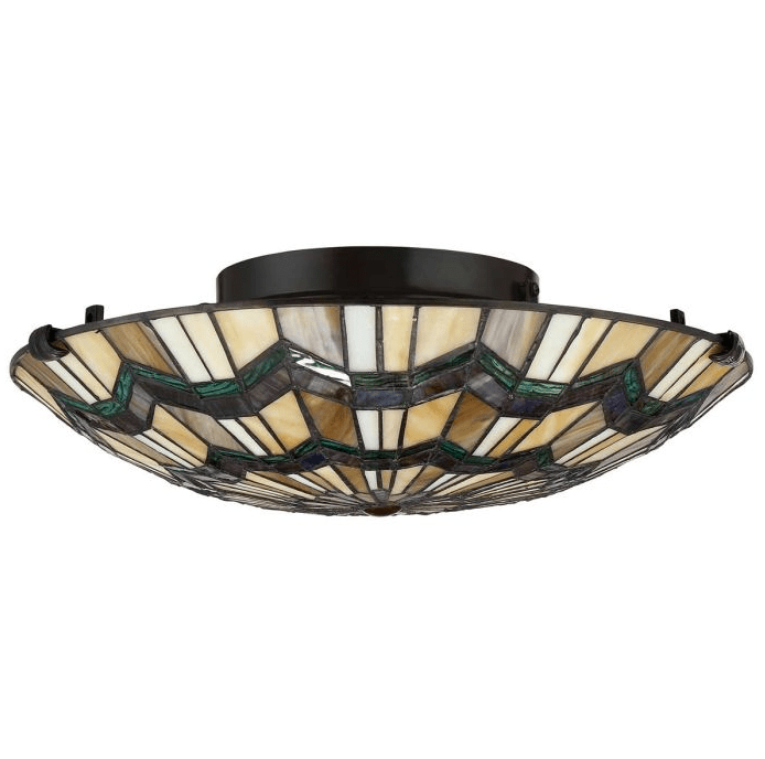 Alscott Ø42 Flerfarvet Fra Elstead Lighting - Den smukke nuance er kunstfærdigt arrangeret og har en subtil grønstribet accent, der tilføjer et sofistikeret touch.