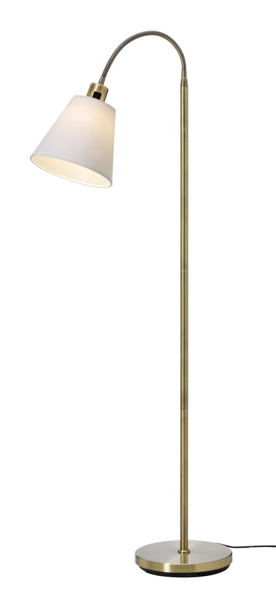 Solo Antik messing gulvlampe Fra Cottex - Solo gulvlampe i antik messing kommer med en hvid og sort tekstilskærm til personlig stil.