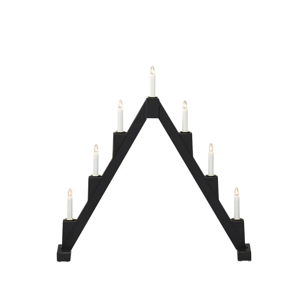 Candelabra 7 Lights Sort Fra Konstsmide - Foldbar elektrisk lysestage med 7 lys, lavet af sortmalet tr&aring;d, dekoreret med messingringe omkring hvert lys for et elegant touch.