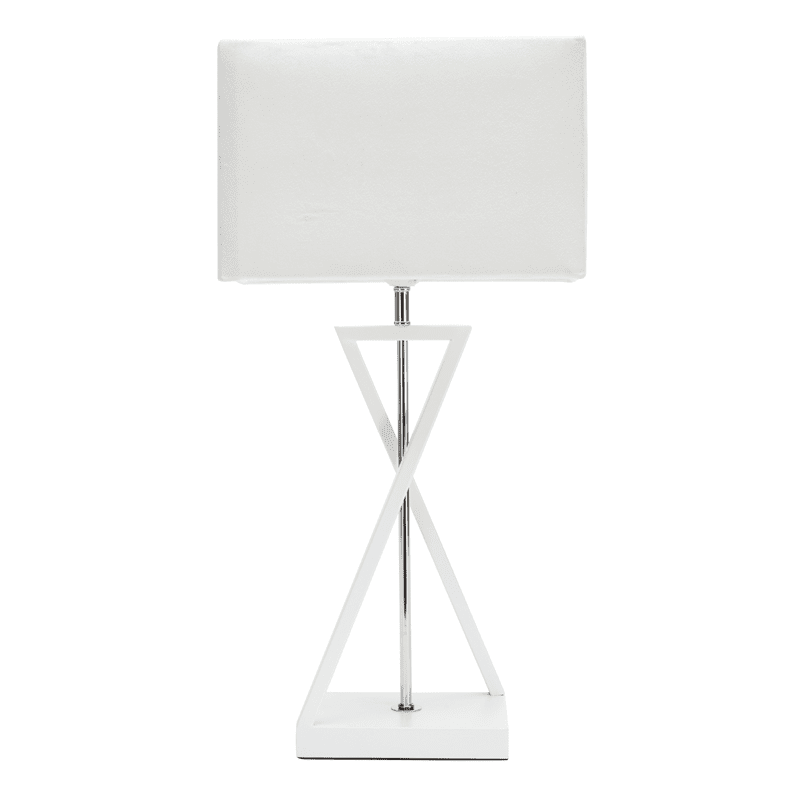 Cross 55cm Hvid bordlampe Fra Pixie Design - Cross bordlampen har et moderne og stilrent design med en elegant kombination af træ, metal og fløjl.