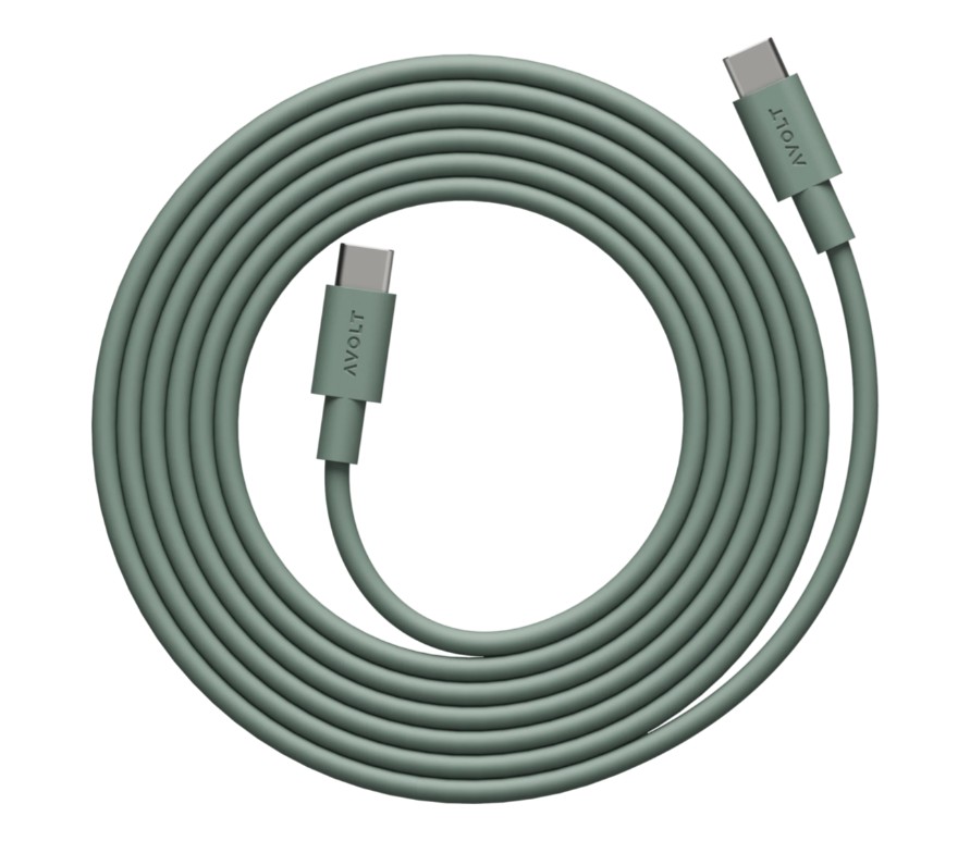 Cable 1 USB C to USB C Charging Cable, 2m Grøn Fra Avolt - Kabel 1 USB-C til USB-C fra Avolt kombinerer kraftfuld opladning med stilfuldt skandinavisk design.